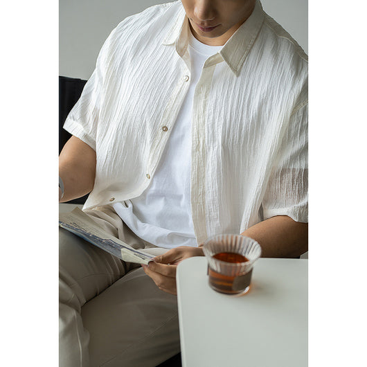 Camisa de Negocios Manga Corta para Hombre con Cuello Clásico - Image 6