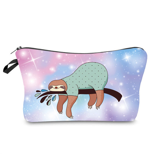 Bolsa de Cosméticos Impermeable con Patrón Glitter Perezoso - Clutch Multifuncional para Viajes