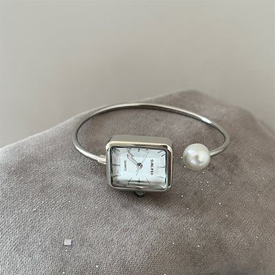 Reloj Pulsera Lujo Perla Cuadrada Dorado para Mujer - Image 9