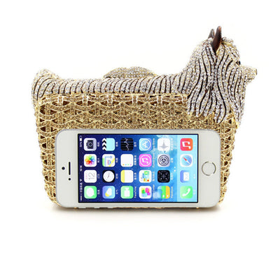 Bolso de Noche Elegante con Cristales Brillantes Diseño Perrito