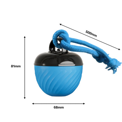 Red and black smart interactive pet toy ball with a textured swirl pattern and an attached red rope. - Image 16