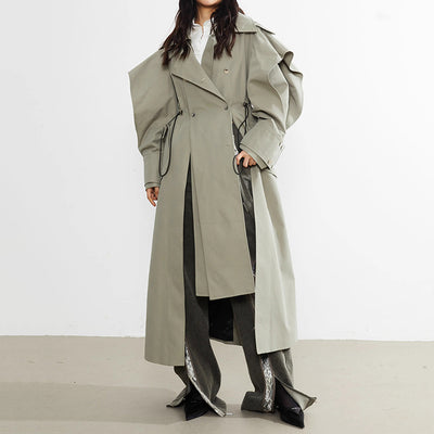 Abrigo Trinchera Mujer con Cintura Elástica - Otoño