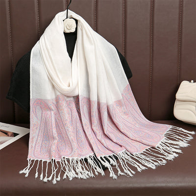 Bufanda Étnica Vintage con Flecos y Tejido Jacquard para Mujer - Image 21
