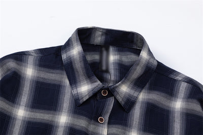 Camisa de Cuadros Americana Retro Manga Larga para Hombre - Image 17