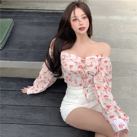 Blusa Floral Elegante de Un Hombro en Chifón - Image 21
