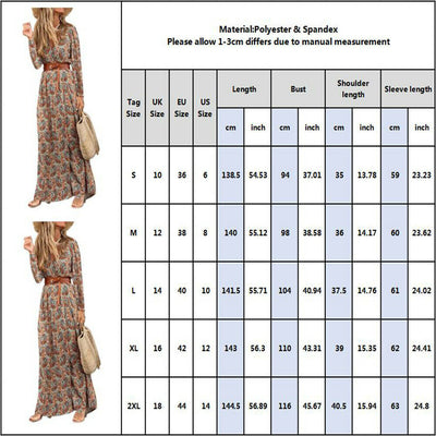 Vestido Bohemio Floral con Manga Larga y Escote en V - Image 3