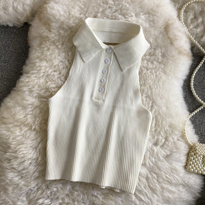 Camiseta Halter Cuello Polo Blanco Puro - Image 14