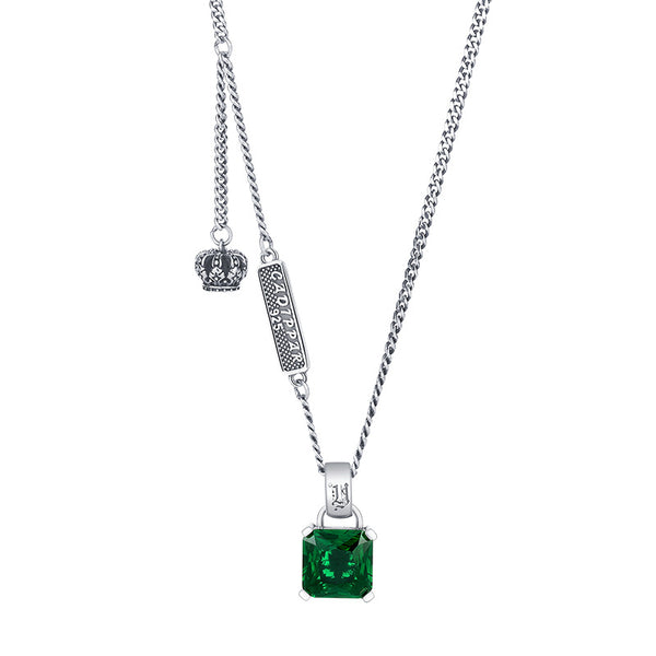 Collar de Plata S925 con Esmeralda - Cadena Retro Hip Hop para Mujer - Image 5