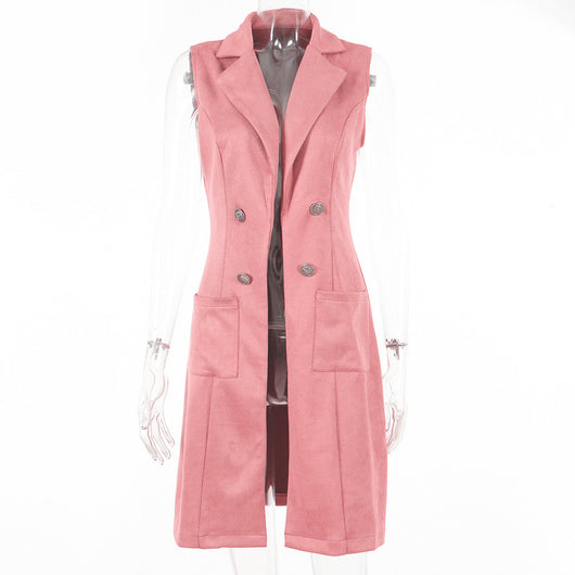 Chaleco de Ante Slim Fit Retro Elegante para Mujer - Image 5