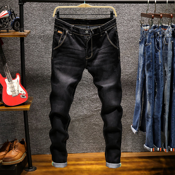 Men's Classic Solid Color Slim Fit Denim Pants