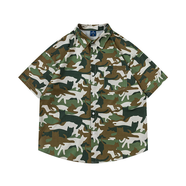 Playera Estampada Camuflaje Gato para Hombre