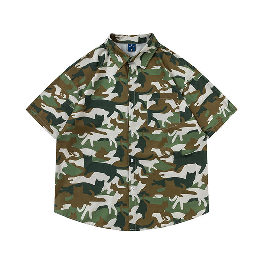 Playera Estampada Camuflaje Gato para Hombre