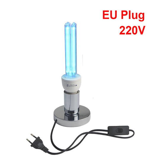 Kingrate 110V germicidal lamp bulb with a standard screw-in base, emitting a blue UV light for sterilization. - Image 6