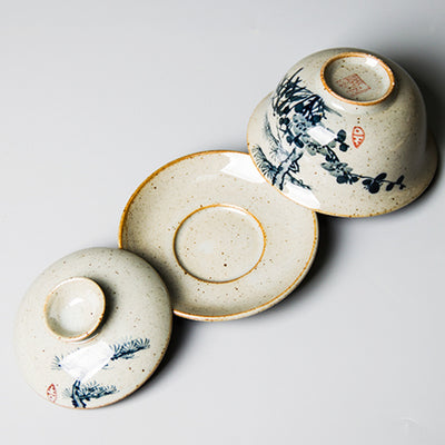 Tazón Vintage Sancai con Tapa - Porcelana Azul y Blanco Pintada a Mano - Image 2