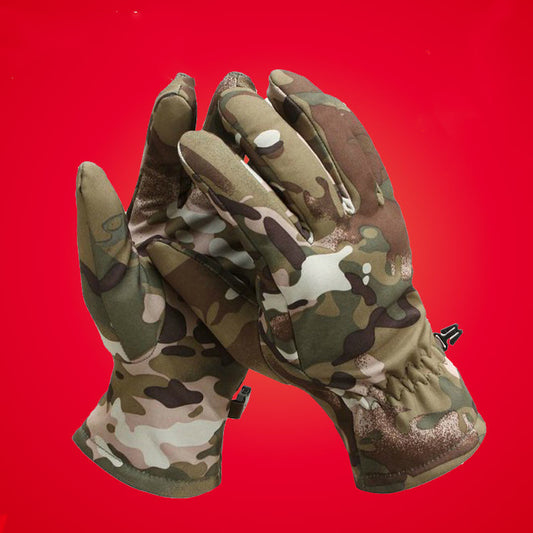 Guantes Tácticos de Cuero de Tiburón Camuflaje Resistentes al Viento