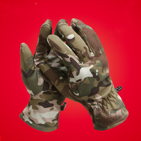 Guantes Tácticos de Cuero de Tiburón Camuflaje Resistentes al Viento