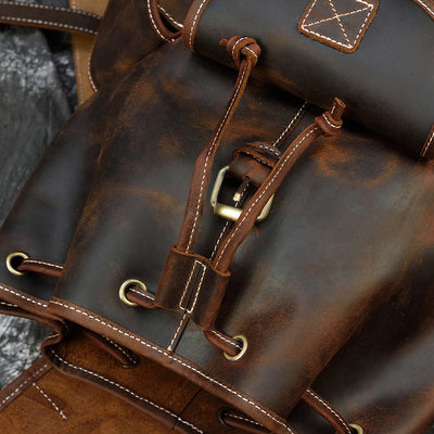 Mochila Casual de Cuero Genuino Estilo Retro para Hombre - Image 6