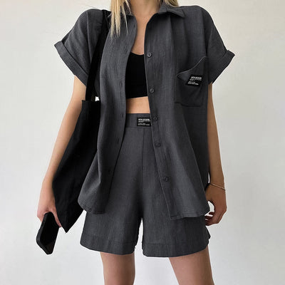 Conjunto Casual Mujer: Blusa Manga Corta y Shorts