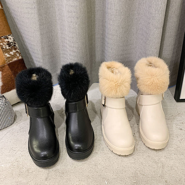Botas de Nieve Plataforma Velvet con Pelaje de Conejo
