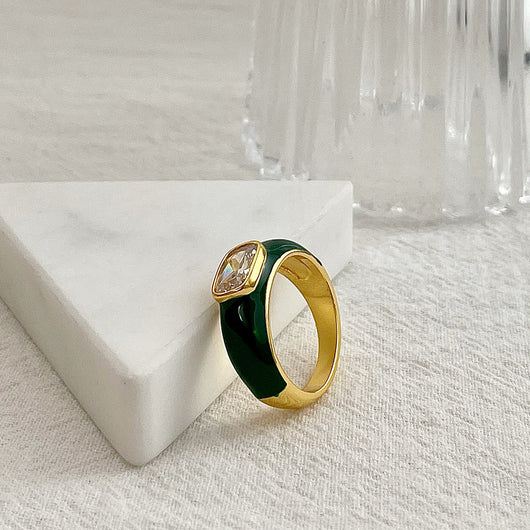 Anillo de Moda con Zircón Brillante Efecto Goteo - Image 9