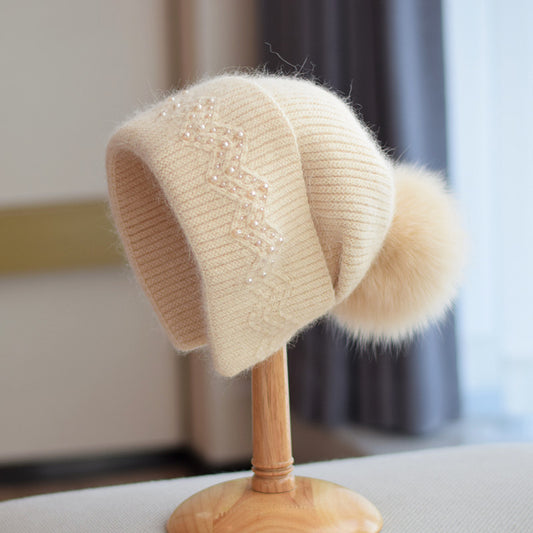 Gorro Tejido Infantil con Pompón de Pelaje de Zorro - Image 2