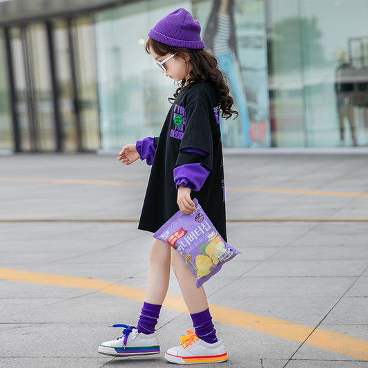 Blusa Infantil Estilo Coreano Suelta con Estampado Doble Capa - Image 2