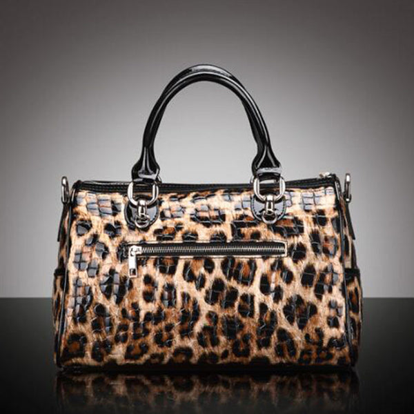 Bolso de Cuero Estampado Leopardo - Capacidad Grande, Versátil y Elegante