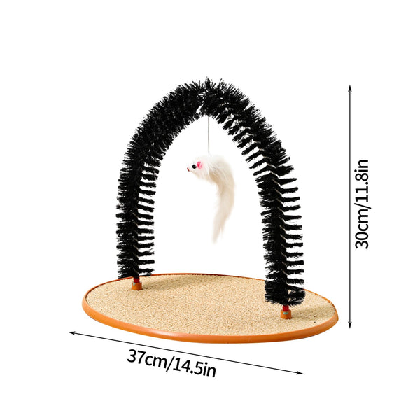 Rascador Interactivo para Gatos con Masajeador de Arco y Juguete Ratón