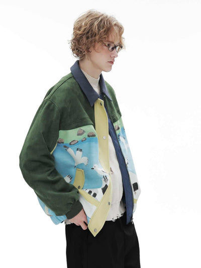 Chaqueta de Gamuza Estilo Retro Patchwork para Hombre - Image 4