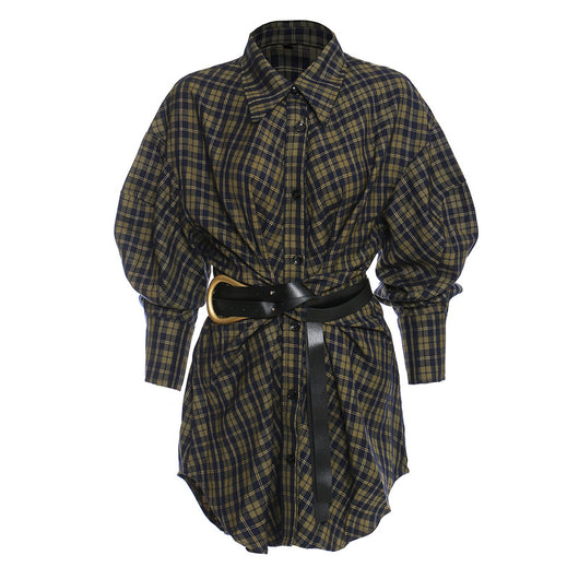 Vestido Camisero Retro Coreano Holgado Midi con Cinturón - Image 11