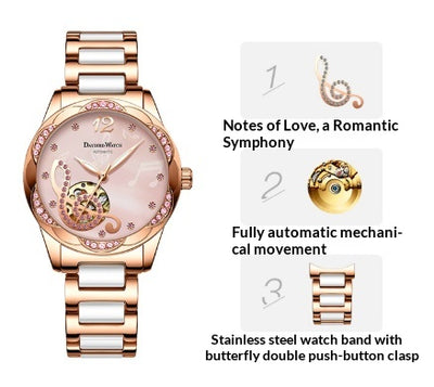 Reloj Automático para Mujer Deyi Bird Rojo Vino con Diseño Calado - Image 6