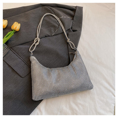 Bolso de Hombro Brillante con Strass y Detalle Anudado - Image 13
