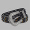 Unisex Punk Rock Belt with Studs and Sparkling Crystals