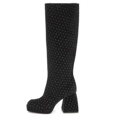 Botas Plataforma de Tacón Grueso con Punta Cuadrada en Cuero - Image 9