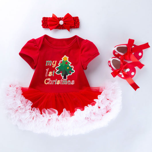 Vestido Navideño Infantil de Malla con Diseño Cartoon - Image 3