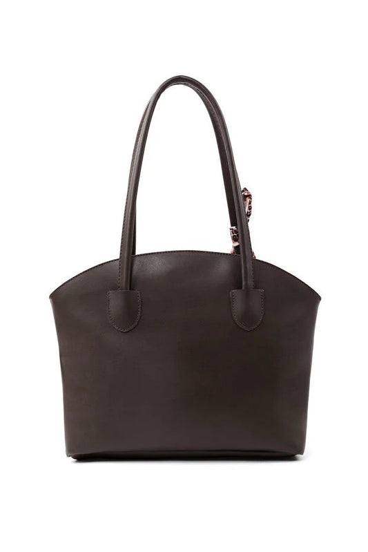 Bolso de Cuero Sintético Marrón con Cierre - Bandolera y Mano para Mujer
