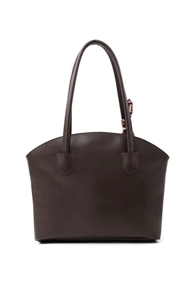 Bolso de Cuero Sintético Marrón con Cierre - Bandolera y Mano para Mujer