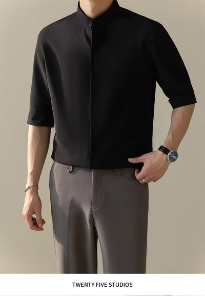 Camisa Manga Corta con Cuello de Pie para Hombre - Image 20