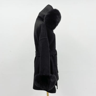 Abrigo de Lana Reversible con Cuello de Pelaje Oversized - Image 9