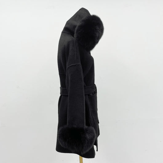 Abrigo de Lana Reversible con Cuello de Pelaje Oversized - Image 9