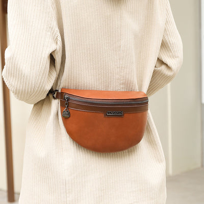 Bolso Bandolera Semilunar con Textura en Pecho para Mujer