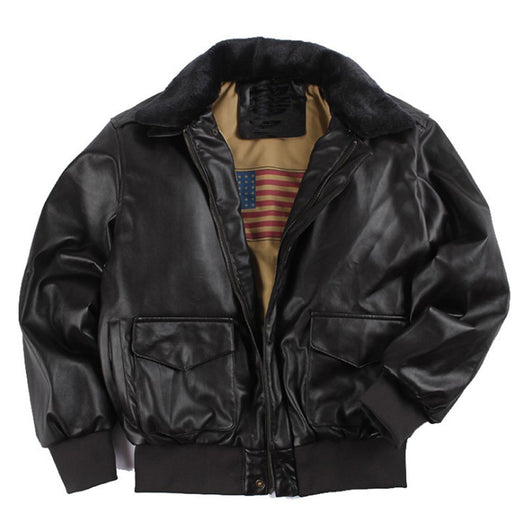 Abrigo de Cuero con Pelaje Estilo Aviador Retro Oversize - Image 12