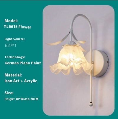 Lámpara de Pared Estilo Crema Flor de Orquídea para Mesita de Noche - Image 5