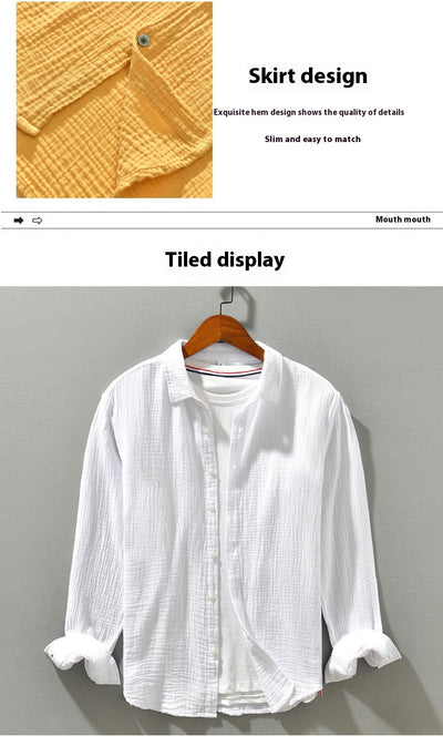 Camisa Manga Larga Algodón Puro Color Sólido para Hombre - Image 21