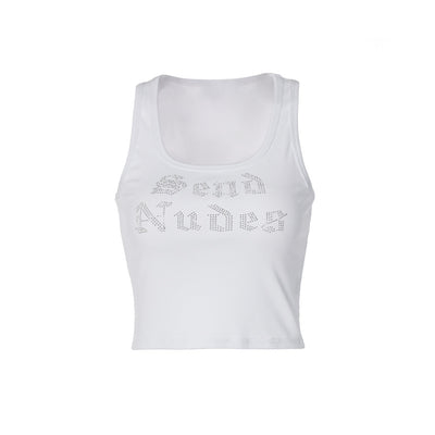 Chaleco Casual Corto con Strass y Letras para Mujer - Image 5