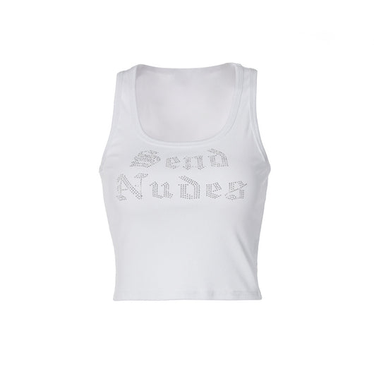 Chaleco Casual Corto con Strass y Letras para Mujer - Image 5