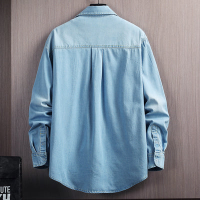 Camisa Denim Suelta de Manga Larga para Hombre - Image 10