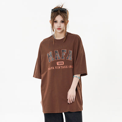 Camiseta Casual con Parche de Letras Bordadas para Hombre - Image 8