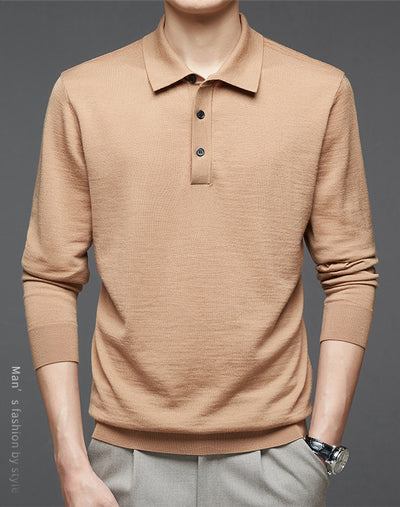 Polo de Lana Fina Merino para Hombre - Camisa de Manga Larga Elegante - Image 36