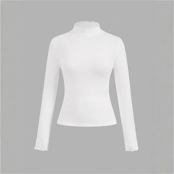 Blusa Ajustada de Punto con Volantes
